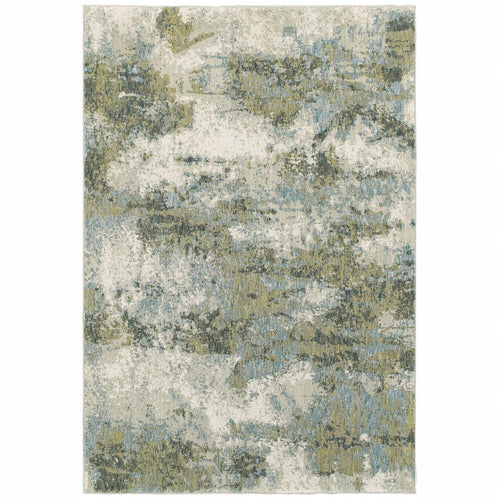 5’ X 7’ Blue And Sage Distressed Waves Indoor Area Rug