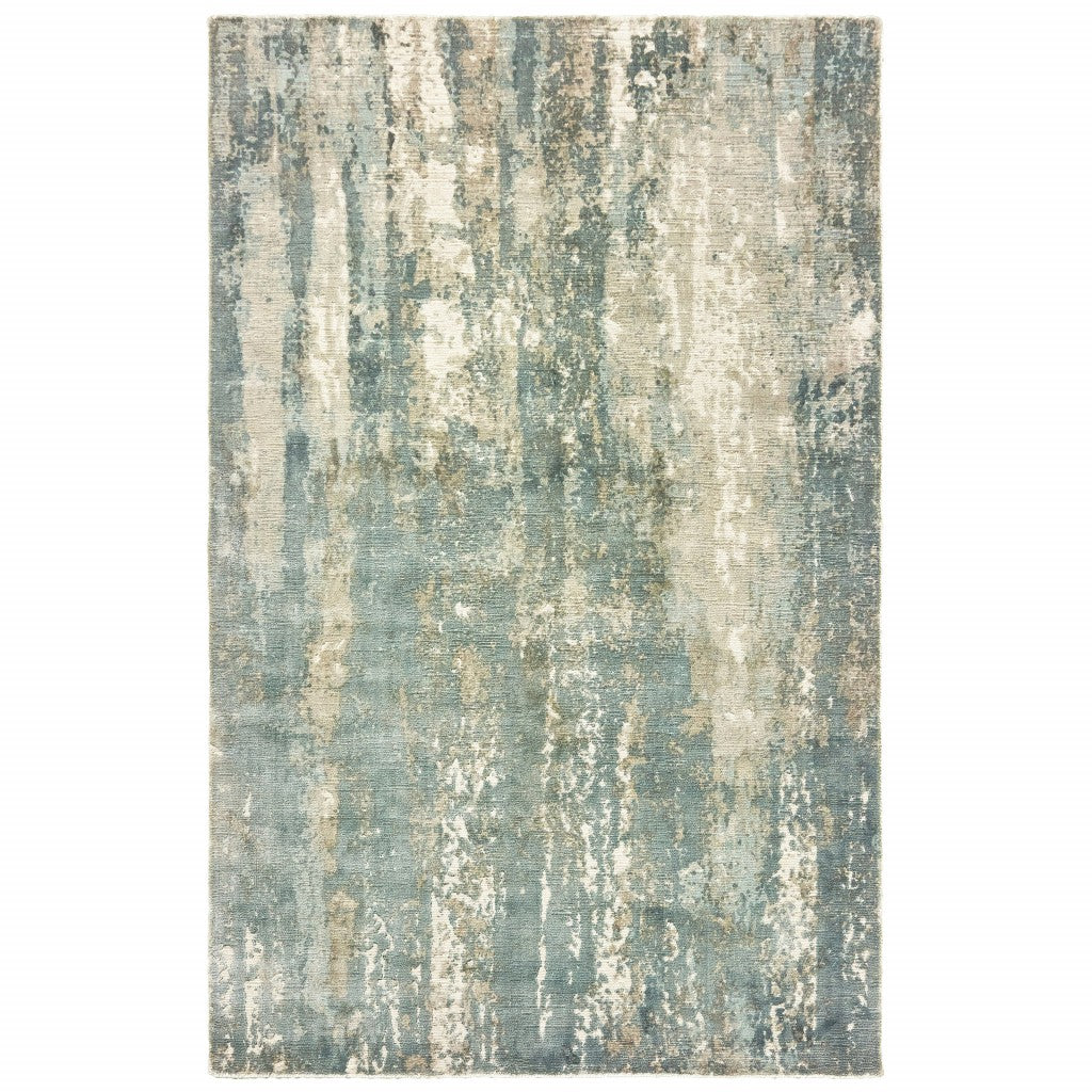 6’ X 9’ Blue And Gray Abstract Splash Indoor Area Rug