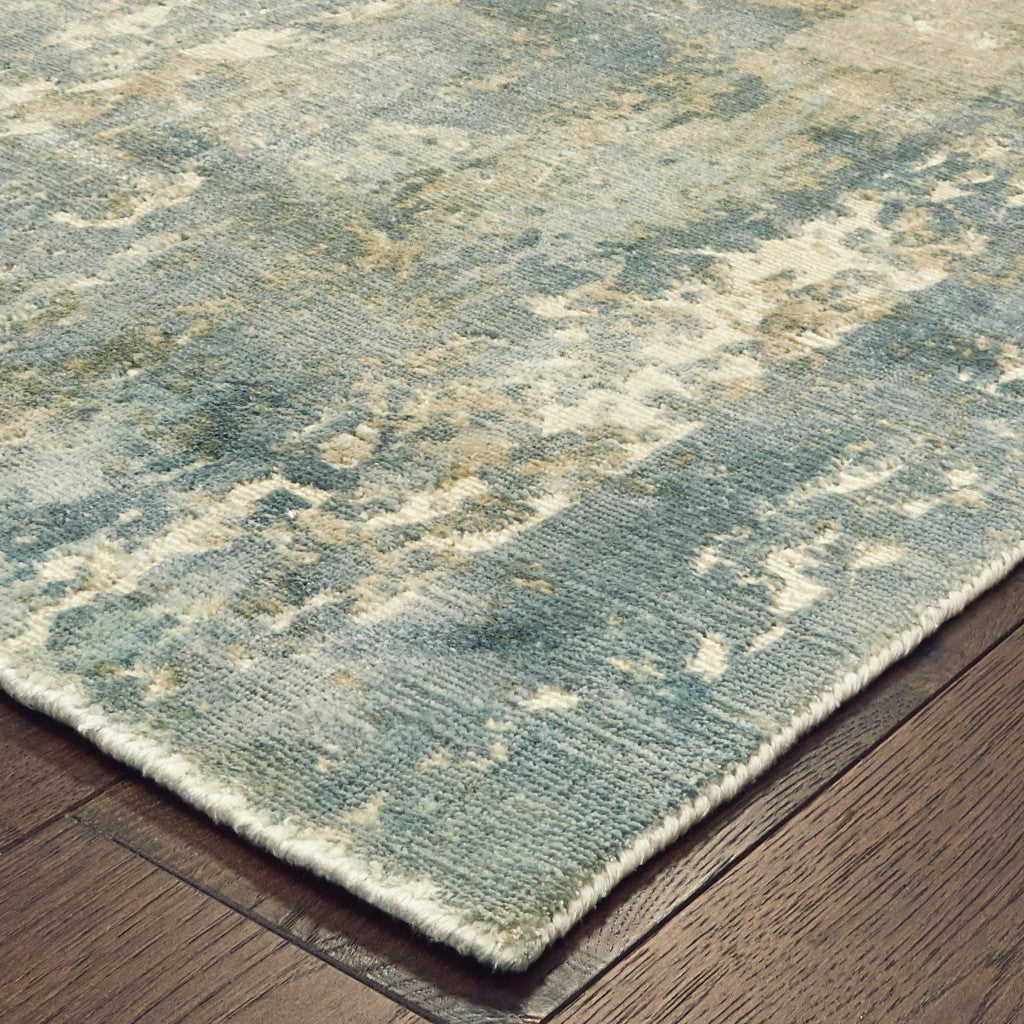 6’ X 9’ Blue And Gray Abstract Splash Indoor Area Rug