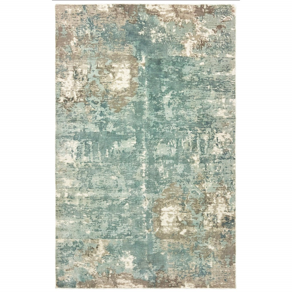 9’ X 12’ Blue And Gray Abstract Pattern Indoor Area Rug