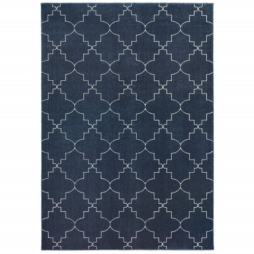 4’ X 6’ Blue And Ivory Trellis Indoor Area Rug