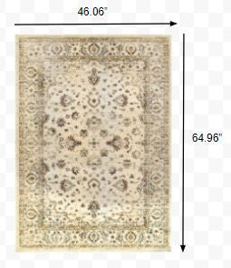 4’ X 6’ Ivory And Gold Distressed Indoor Area Rug