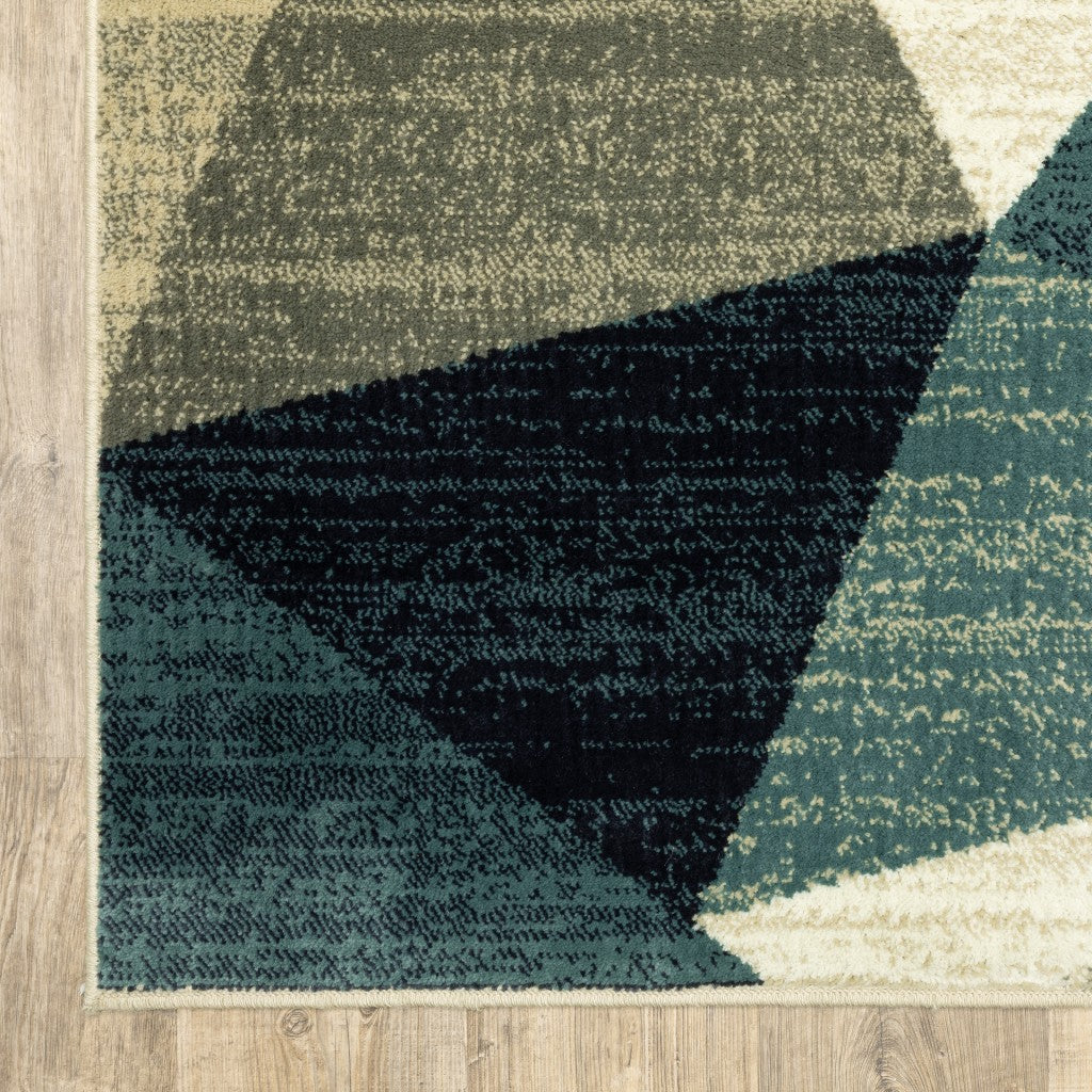 8’ X 10’ Gray And Teal Geometrics Indoor Area Rug