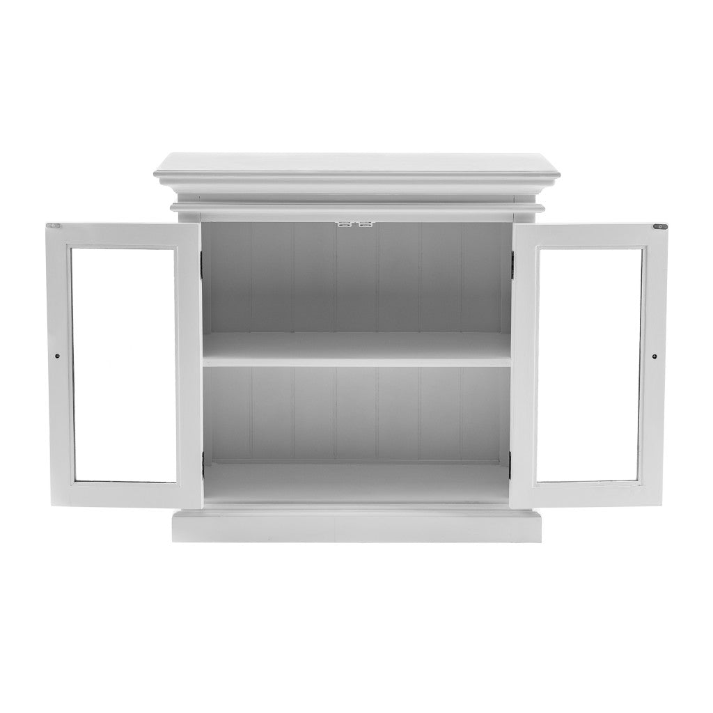 Modern Farm White Glass Door Accent Cabinet