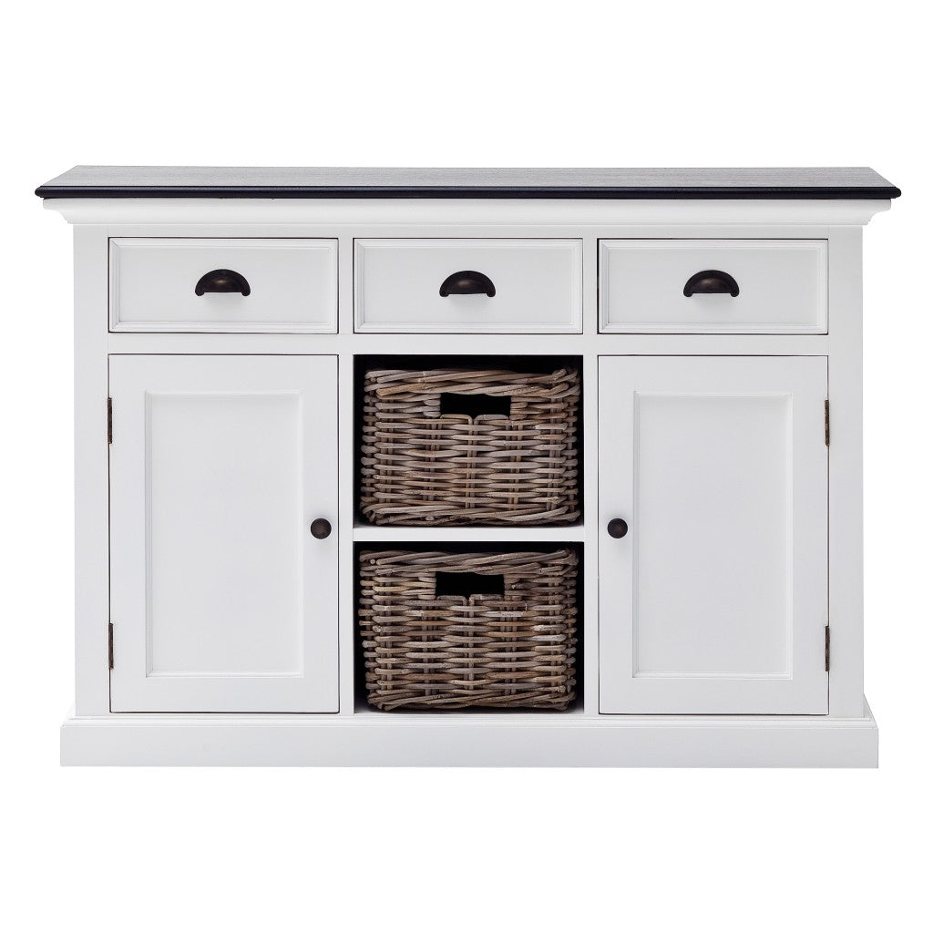 Modern Farmhouse Black And White Large Accent Cabinet