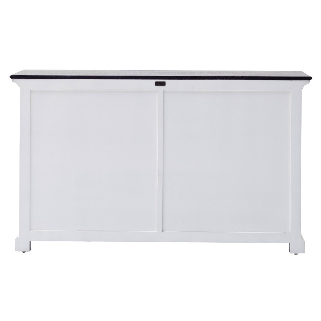 Modern Farmhouse Black And White Buffet Server With Sliding Doors