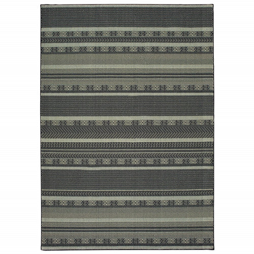 3' X 6' Black Ivory Machine Woven Geometric Indoor Area Rug