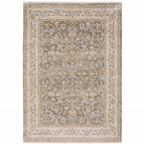 7' X 10' Beige Grey Machine Woven Oriental Indoor Arean Rug