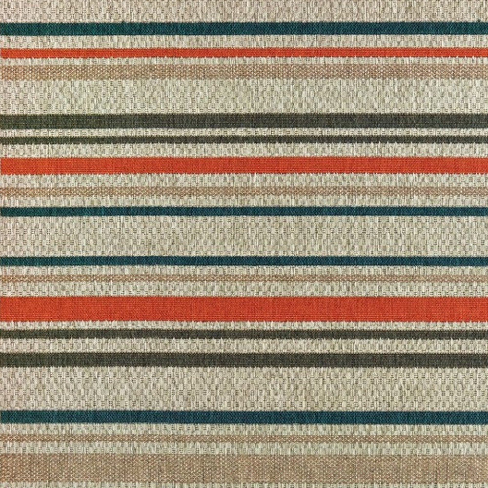 5' x 7' Blue and Gray Striped Indoor Outdoor Area Rug