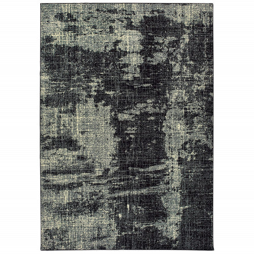 5' X 8' Black Ivory Machine Woven Abstract Indoor Area Rug