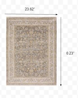 2' X 3' Beige Grey Machine Woven Oriental Indoor Area Rug