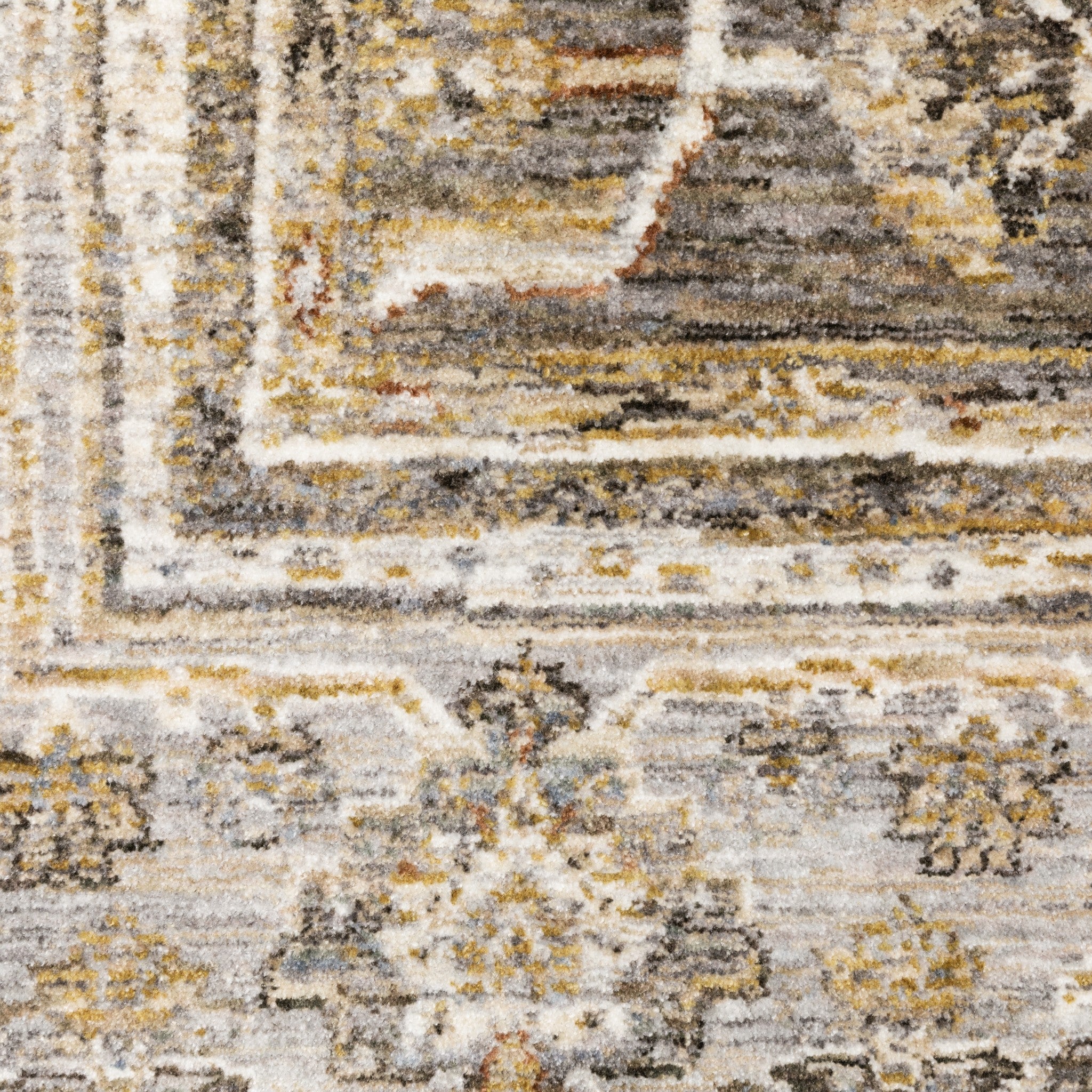 8' Beige Grey Machine Woven Oriental Indoor Runner Rug