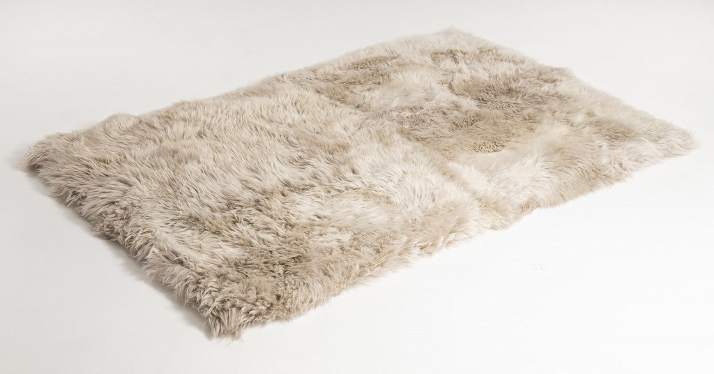 3' X 5' Taupe Natural Rectangular Sheepskin Area Rug