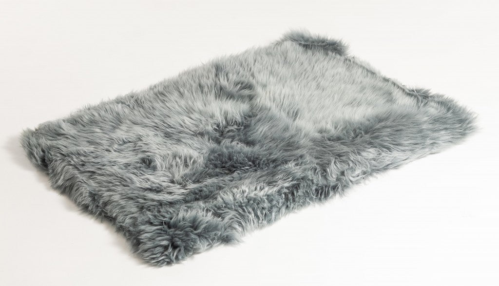 2' X 5' Gray Natural Rectangular Sheepskin Area Rug