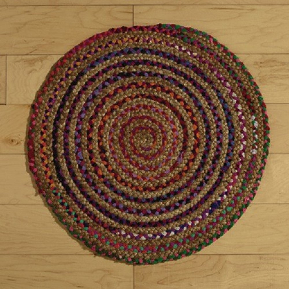 3'  Round Multicolor Bohemian Braided Rug