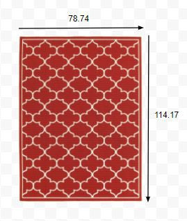 7' x 10' Red and Ivory Indoor Outdoor Area Rug