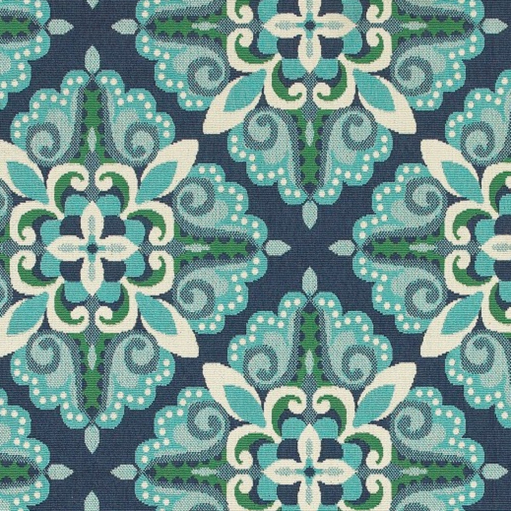 7' x 10' Blue and Green Indoor Outdoor Area Rug