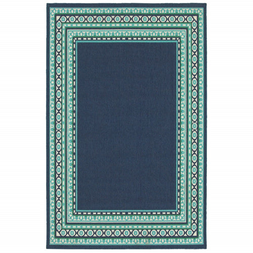 7' x 10' Blue and Green Indoor Outdoor Area Rug