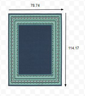 7' x 10' Blue and Green Indoor Outdoor Area Rug