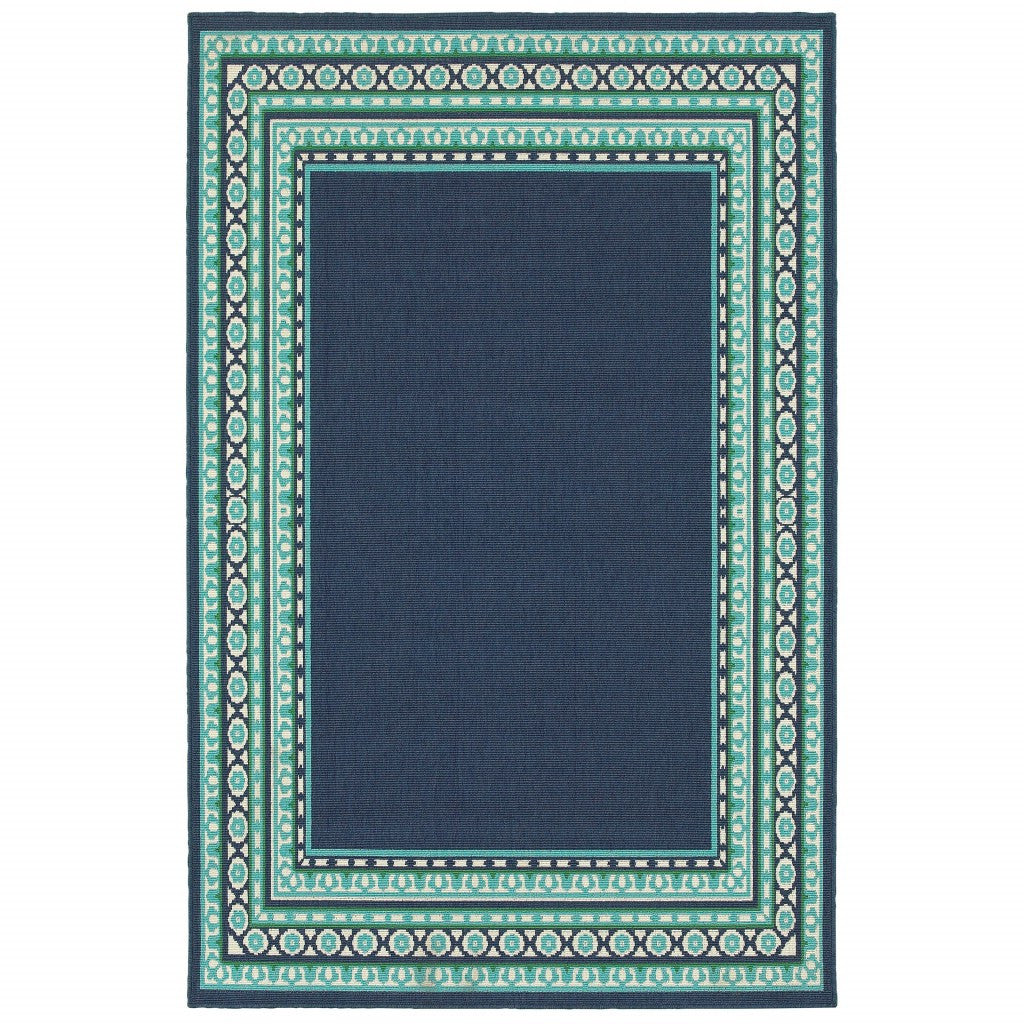 7' x 10' Blue and Green Indoor Outdoor Area Rug