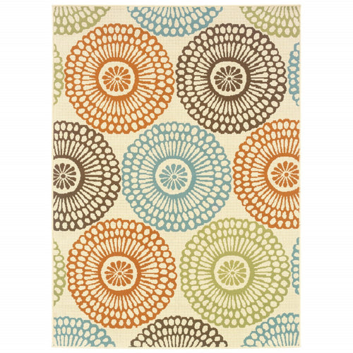 8' x 11' Beige Indoor Outdoor Area Rug