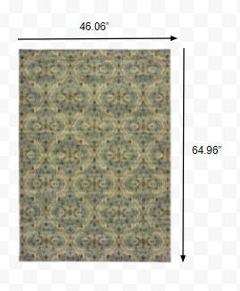 4’X6’ Ivory And Blue Geometric Area Rug