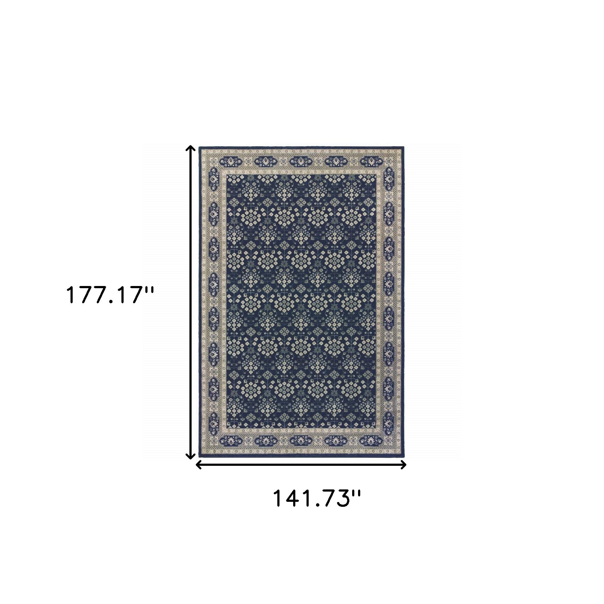 12' X 15' Blue And Gray Dhurrie Area Rug