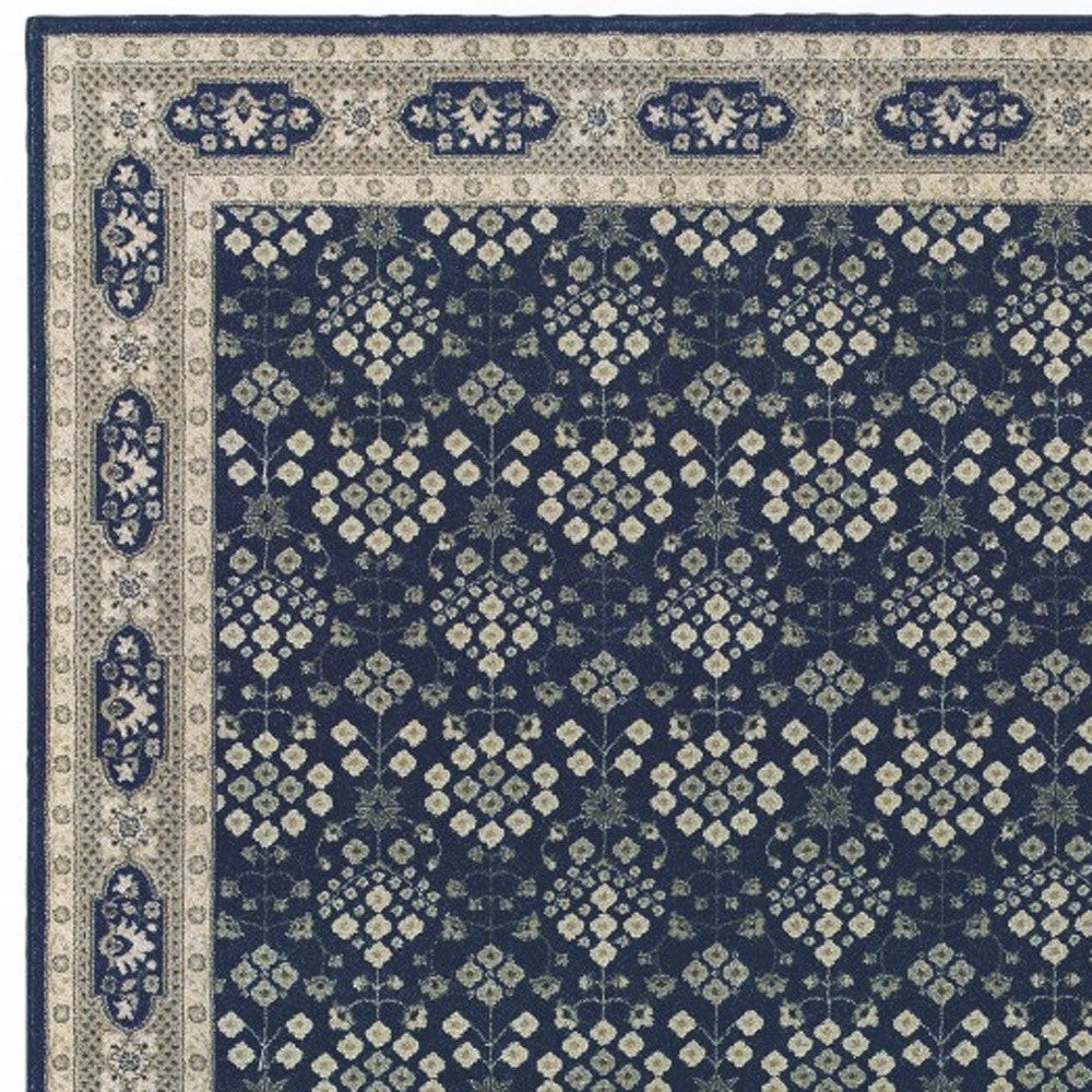 12' X 15' Blue And Gray Dhurrie Area Rug