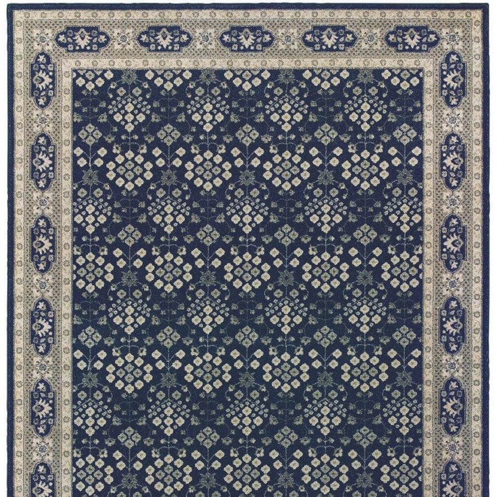 12' X 15' Blue And Gray Dhurrie Area Rug