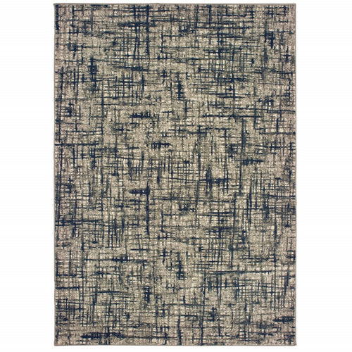 4’X6’ Gray And Navy Abstract Area Rug