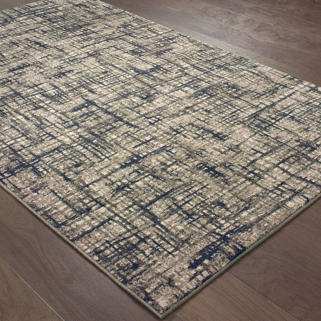 4’X6’ Gray And Navy Abstract Area Rug