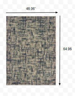 4’X6’ Gray And Navy Abstract Area Rug