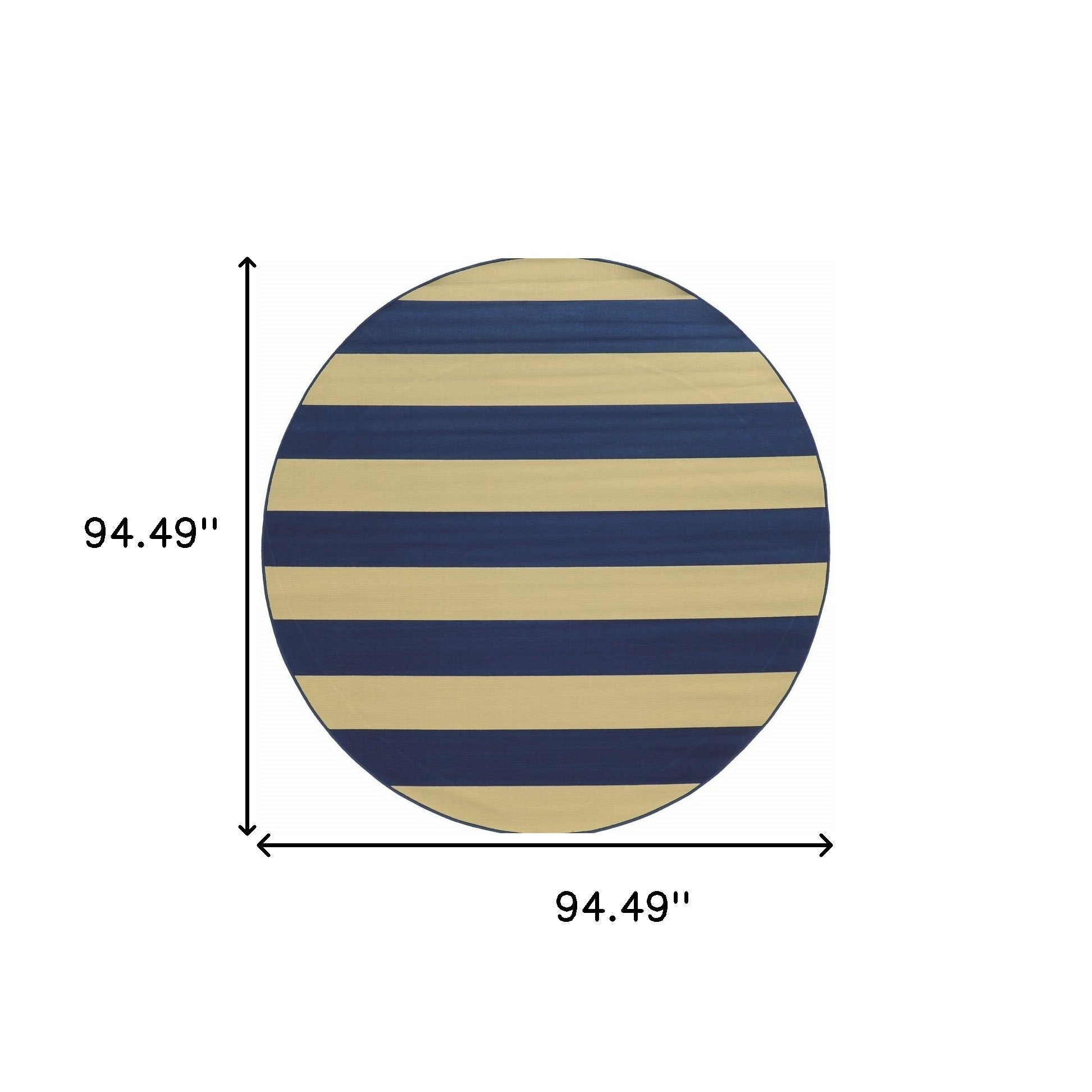 8' x 8' Blue and Ivory Round Indoor Outdoor Area Rug