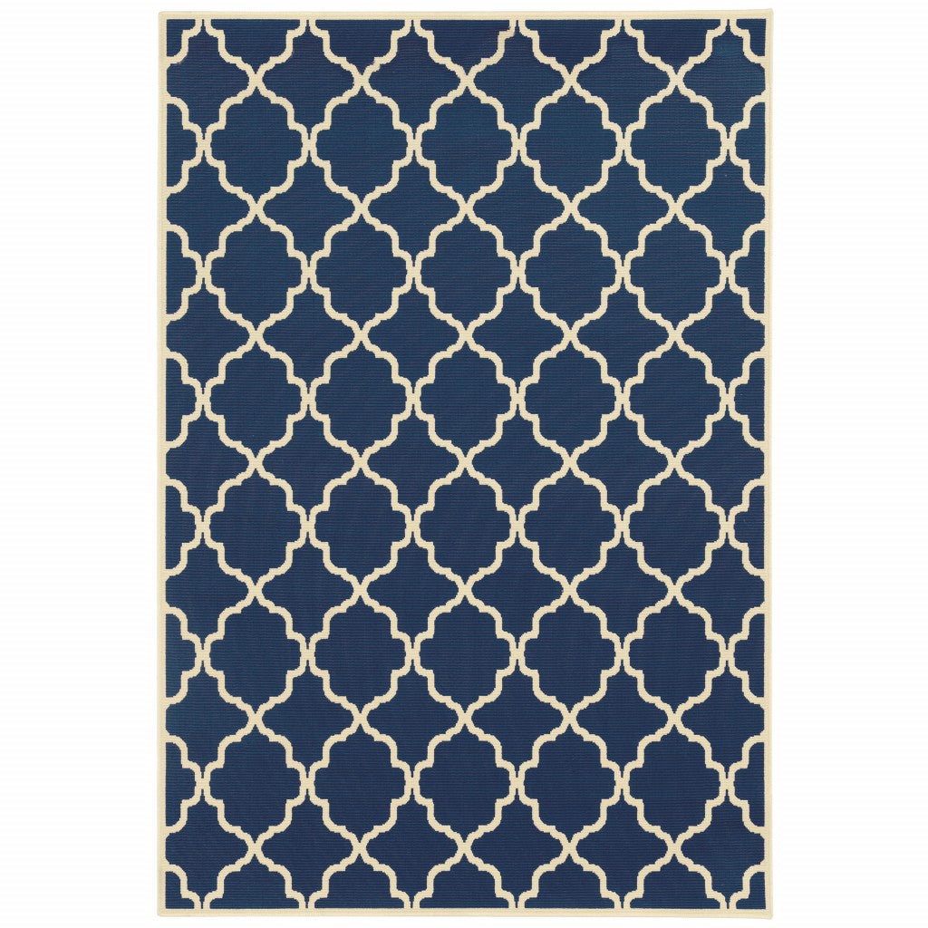 4' x 6' Blue and Ivory Indoor Outdoor Area Rug