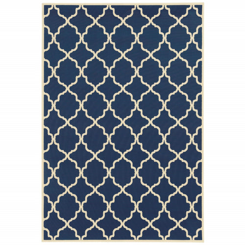 5' x 8' Blue and Ivory Indoor Outdoor Area Rug