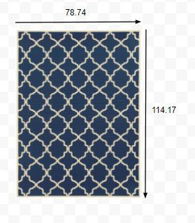 7' x 10' Blue and Ivory Indoor Outdoor Area Rug