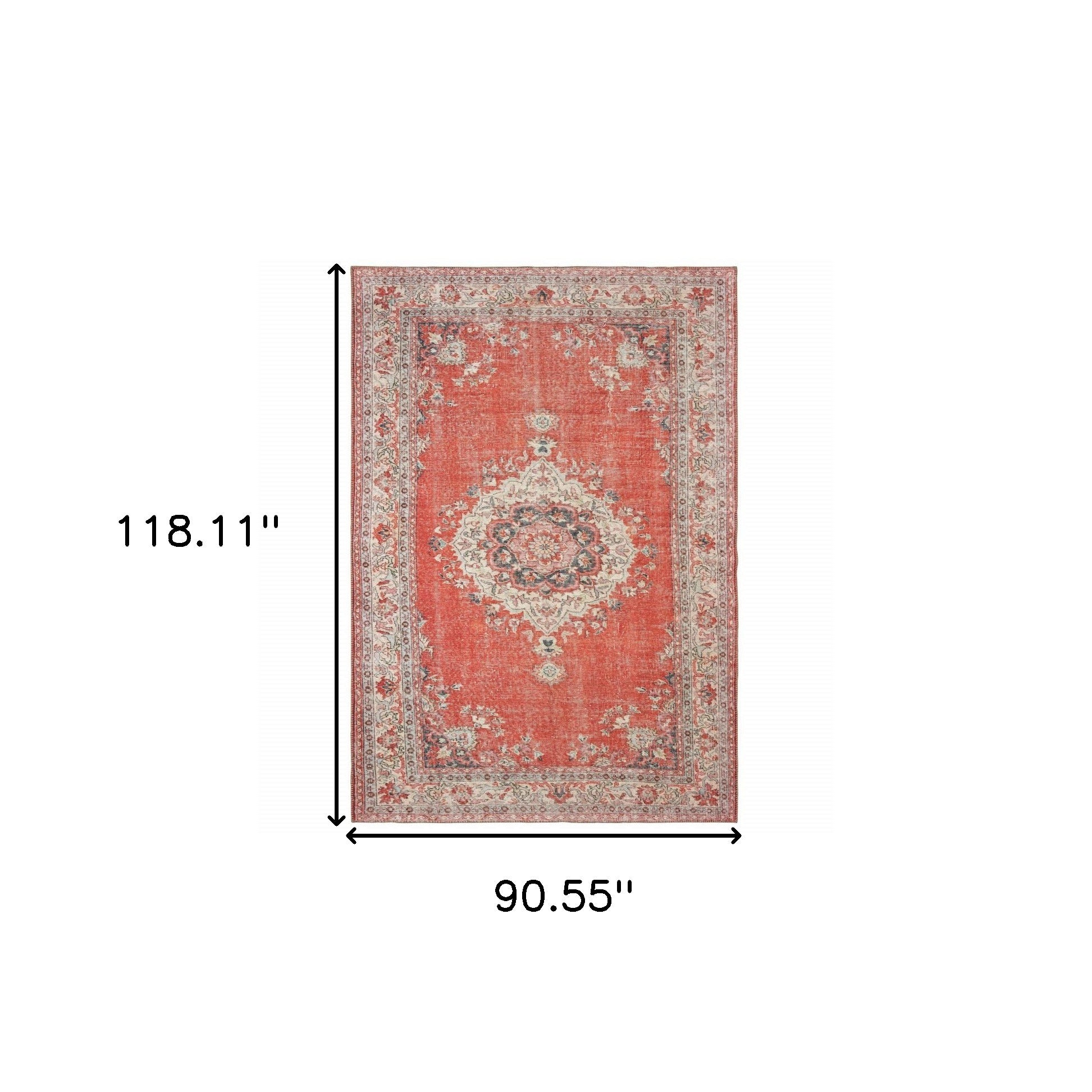 8’X10’ Red And Gray Oriental Area Rug