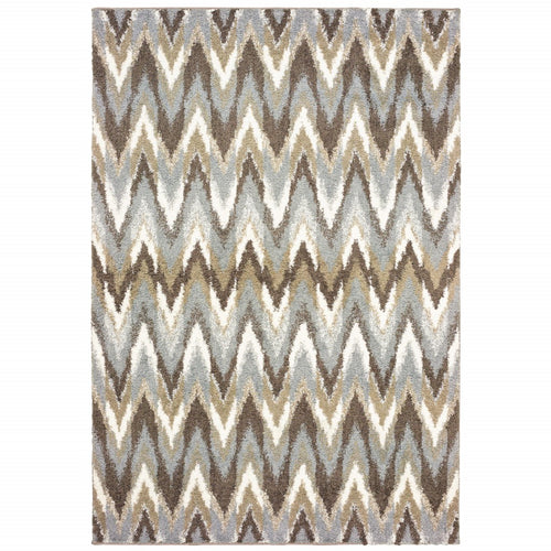 4’X6’ Gray And Taupe Ikat Pattern Area Rug