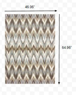 4’X6’ Gray And Taupe Ikat Pattern Area Rug