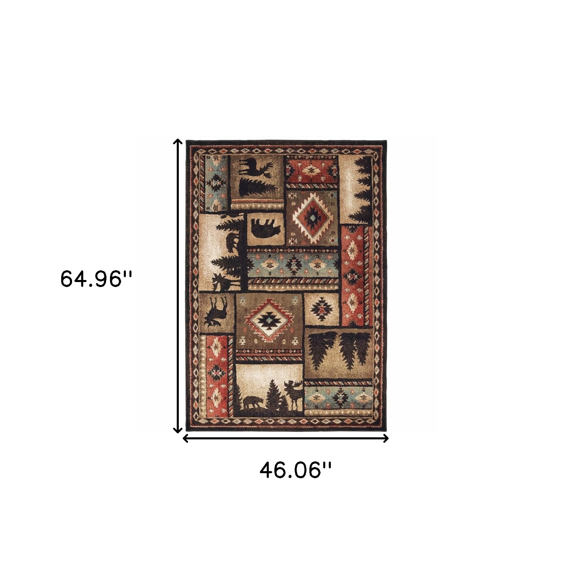 4’X6’ Black And Brown Nature Lodge Area Rug