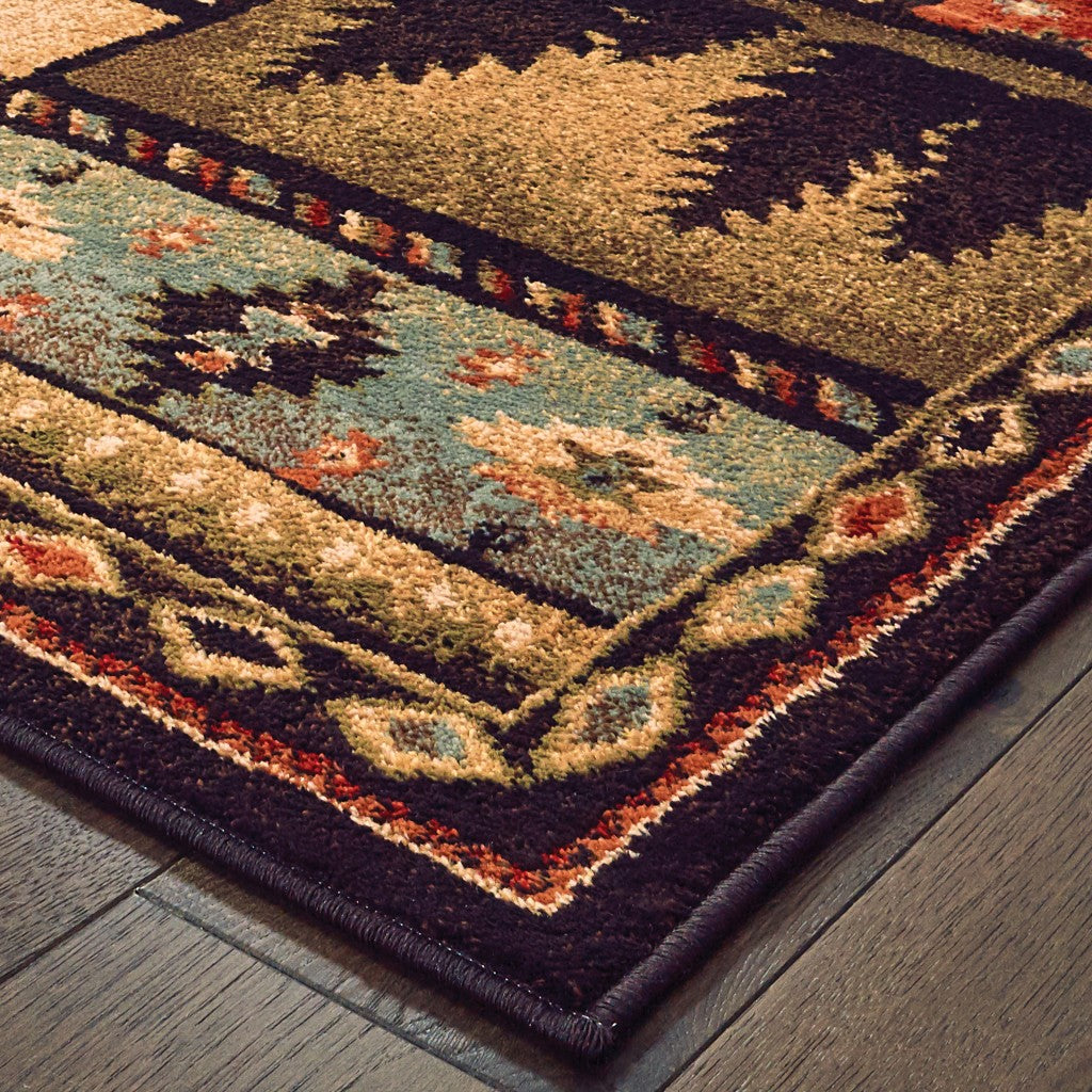 5’X7’ Black And Brown Nature Lodge Area Rug