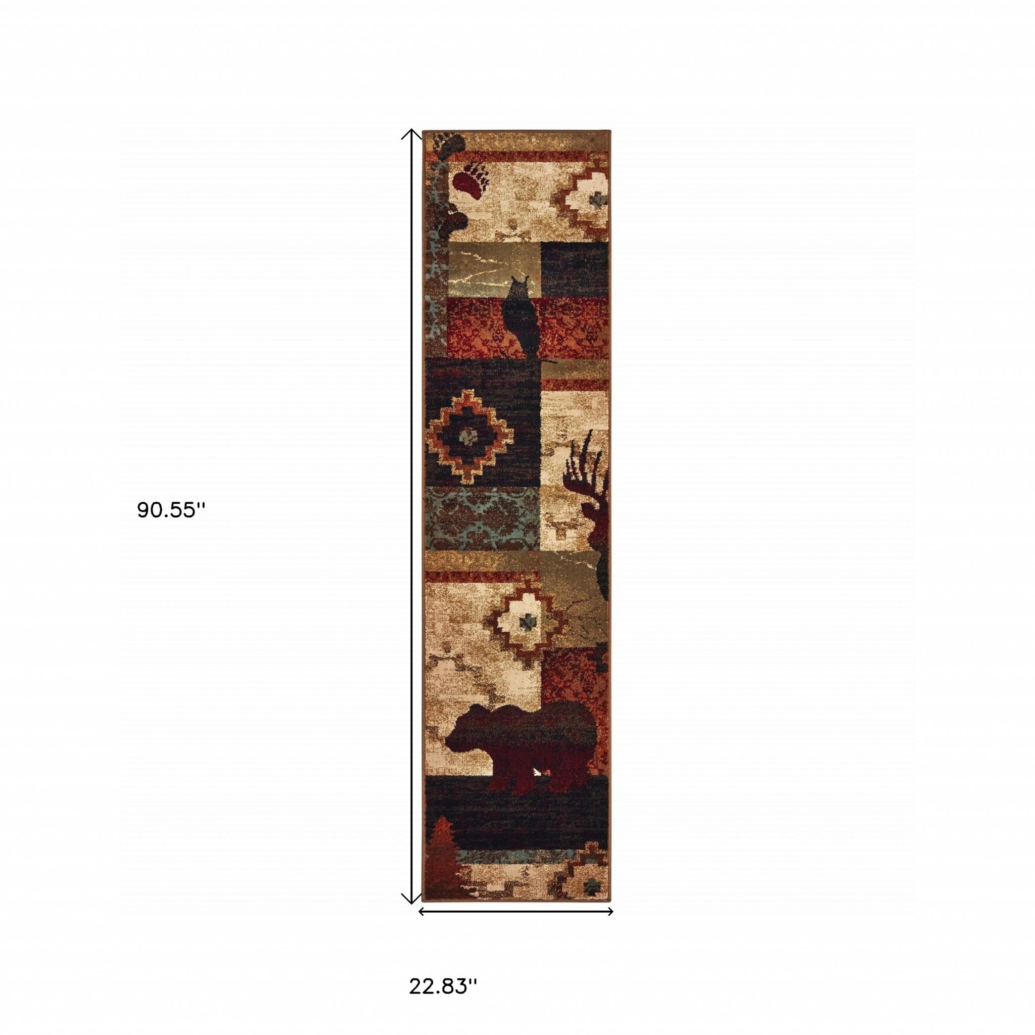 2’X8’ Rustic Brown Animal Lodge Runner Rug