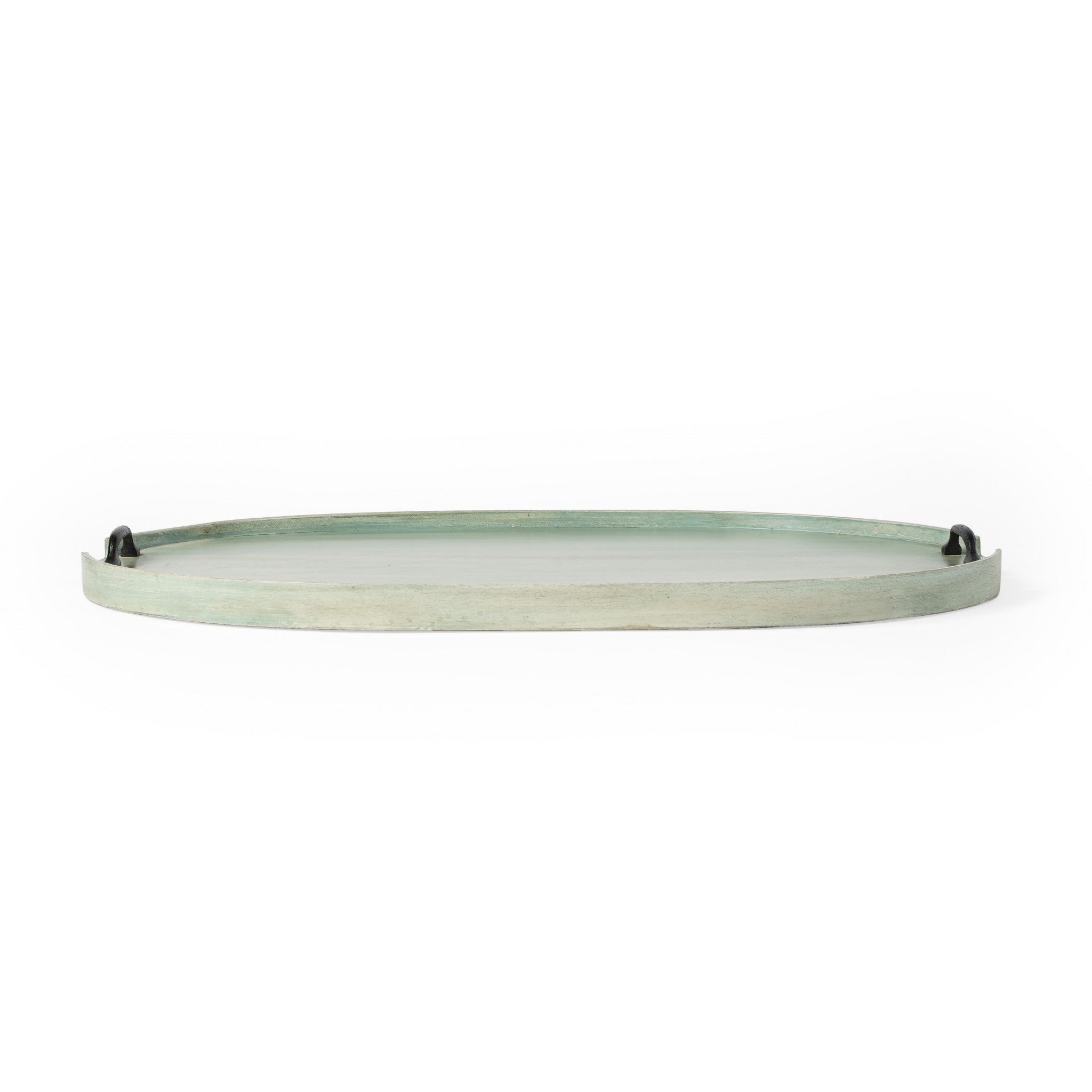 27" Green Oval Mango Indoor Outdoor Tray With Handles