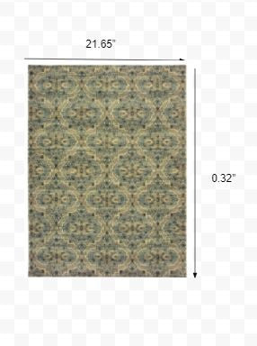 2’X3’ Ivory And Blue Geometric Scatter Rug