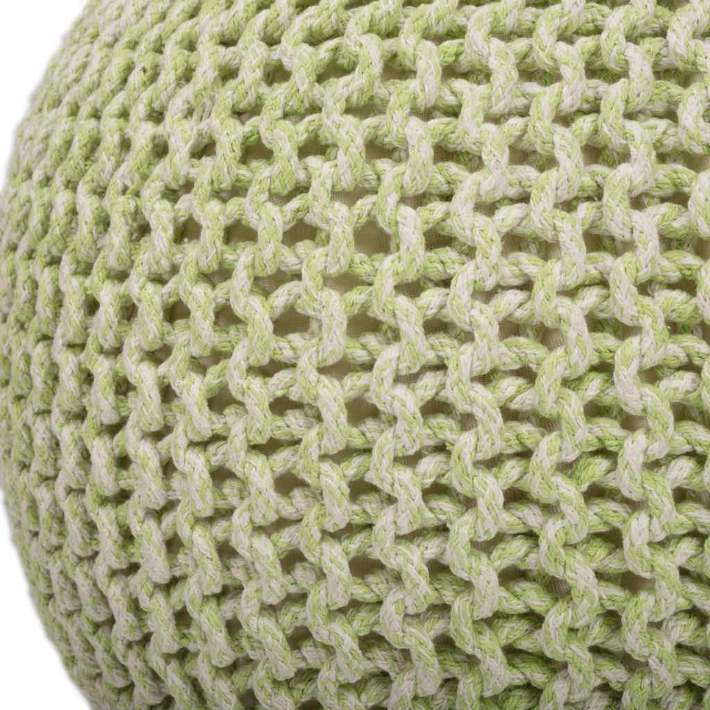 19" Green 100% Cotton Pouf Ottoman