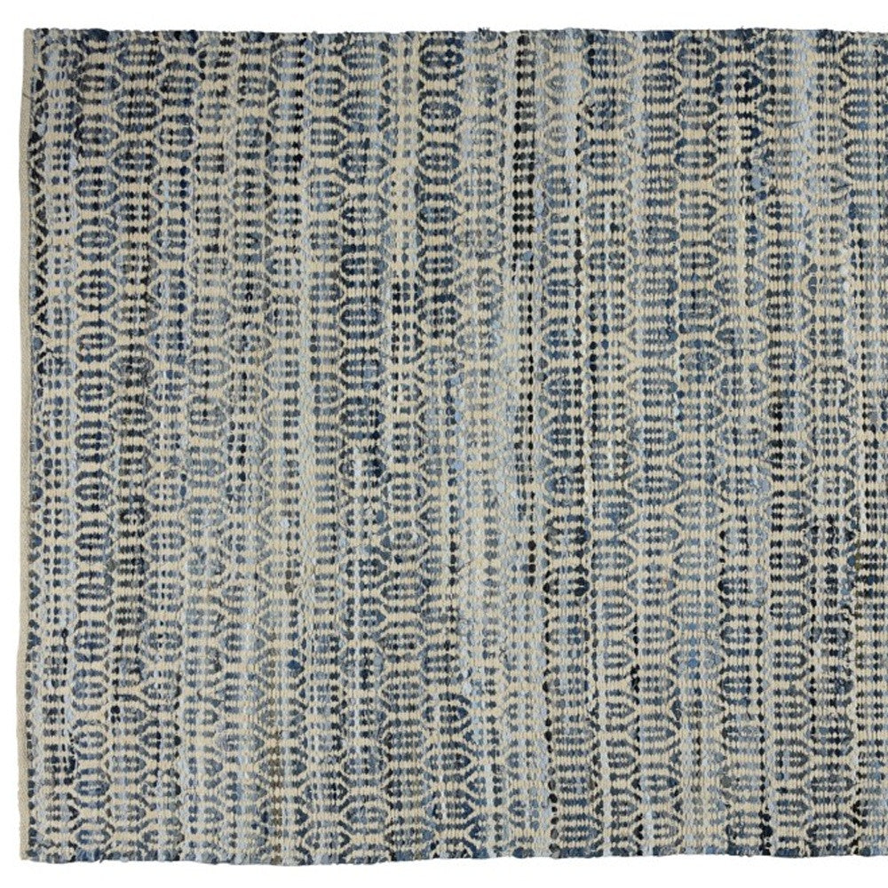 5' X 8' Blue And Gray Dhurrie Area Rug