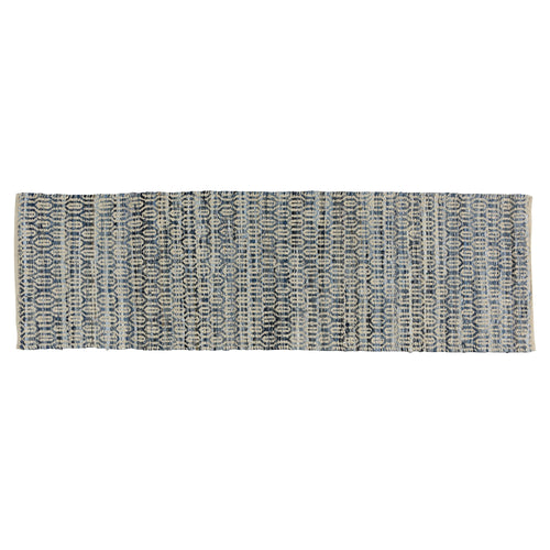 3' X 8' Blue And Gray Ogee Runner Rug