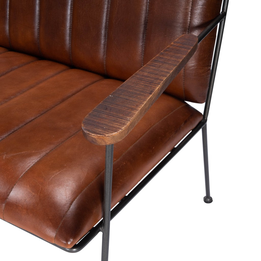 Executive Chic Leather And Metal Bench