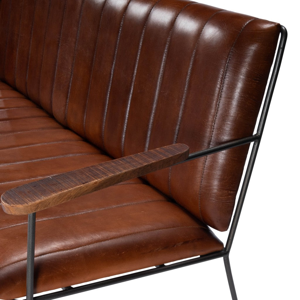 Executive Chic Leather And Metal Bench