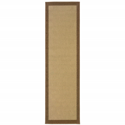 2' X 8' Beige Indoor Outdoor Area Rug